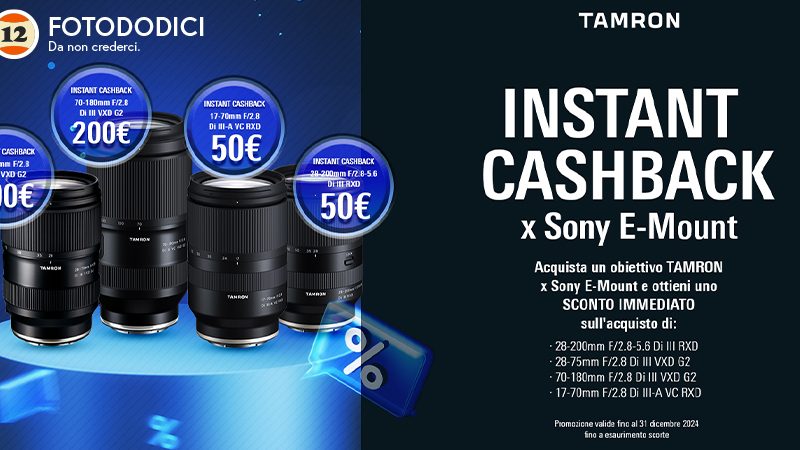 Tamron Instant Cashback su ottiche Sony E Ottobre 31 Dicembre 2024