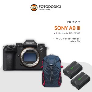 Sony A9 III – Garanzia 2+1  Sony Italia – 2 Batterie + Zaino Pocket Ranger in OMAGGIO !