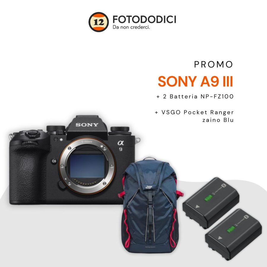 Sony A9 III - Garanzia 2+1  Sony Italia - 2 Batterie + Zaino Pocket Ranger in OMAGGIO !